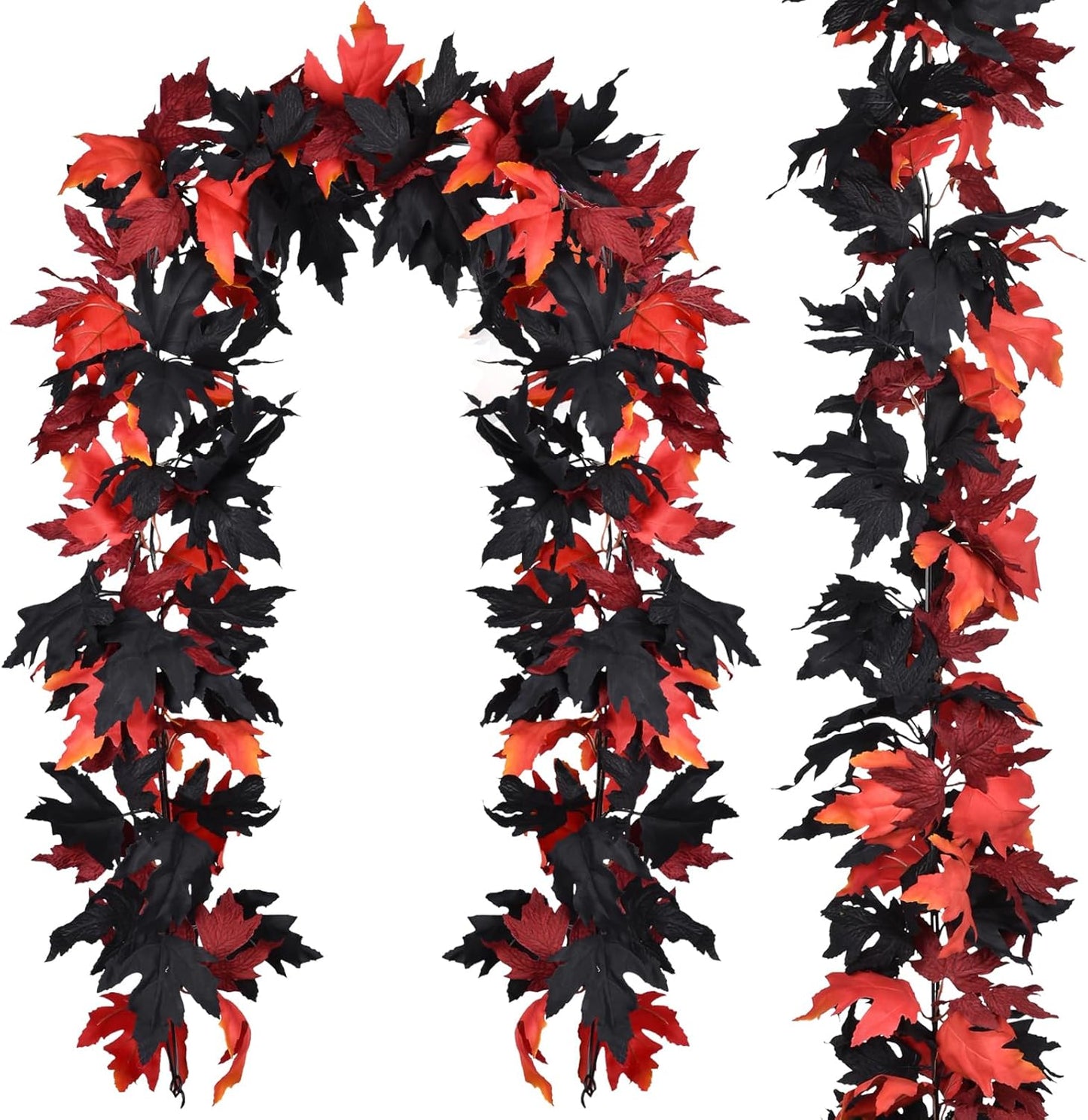 Lvydec 2 Pack Halloween Fall Maple Garland - 5.9ft/Piece Artificial Hanging Fall Leave Vines Garland Autumn Decor for Thanksgiving Home Wedding Party