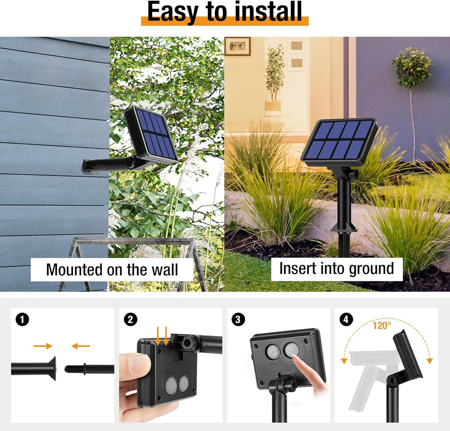 4 Pack Solar String Lights Outdoor - 320LED 132FT Solar Fairy Lights Outside Waterproof 8 Modes, Copper Wire Solar Powered Twinkling Lights for Tree Garden Patio Christmas Wedding Party Decorations