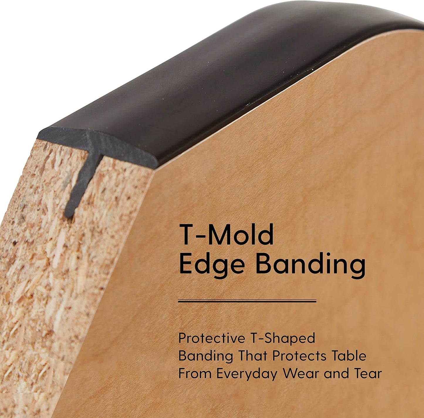 FDP Rectangle Activity School and Classroom Kids Table (36 x 72 inch), Toddler Legs, Adjustable Height 15-24 inches - Maple Top and Black Edge