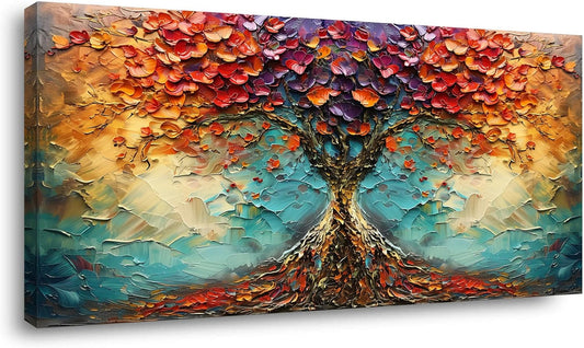 LASMOND Beautiful Colorful Tree Amazing Art Plants Wall Art Decor Artwork for Living Room (30x60 Inches)