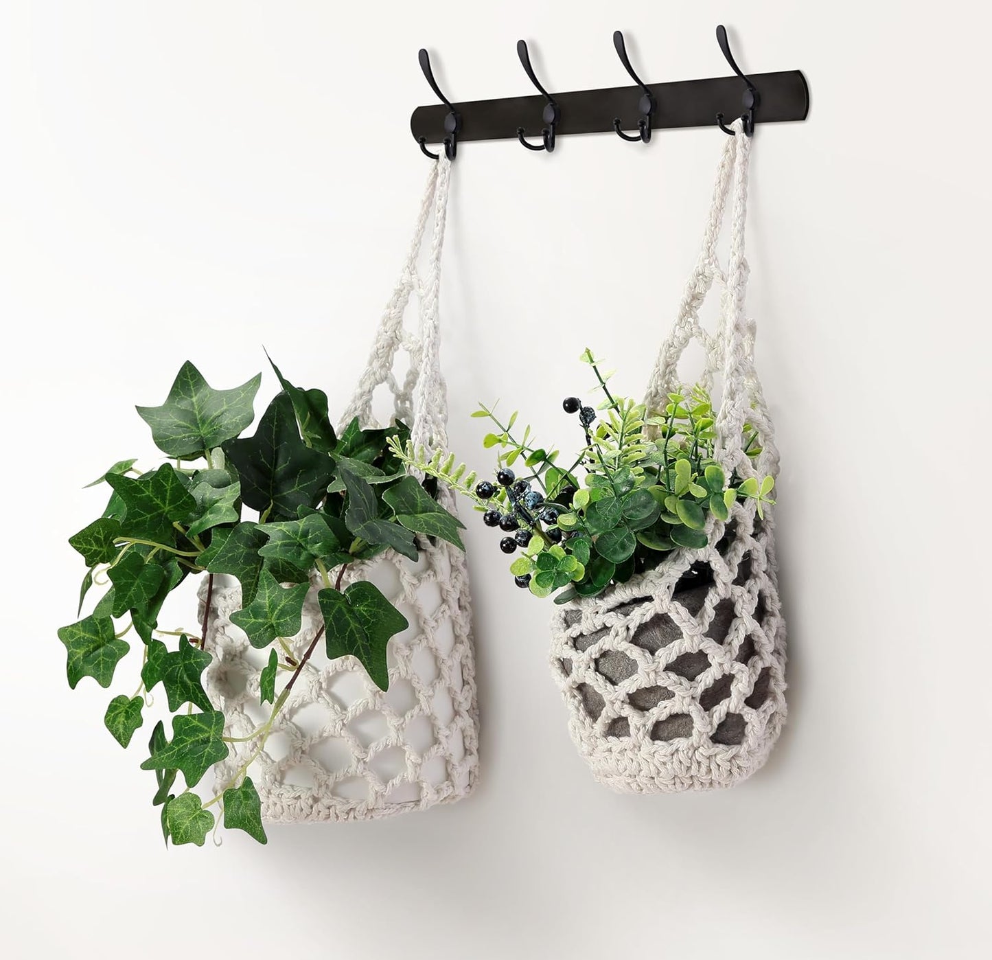 4PK Wall Planters for Indoor Plants, Macrame Plant Hanger | Wall Planter, Plant Hanger, Hanging Planter (2 Large + 2 Small)