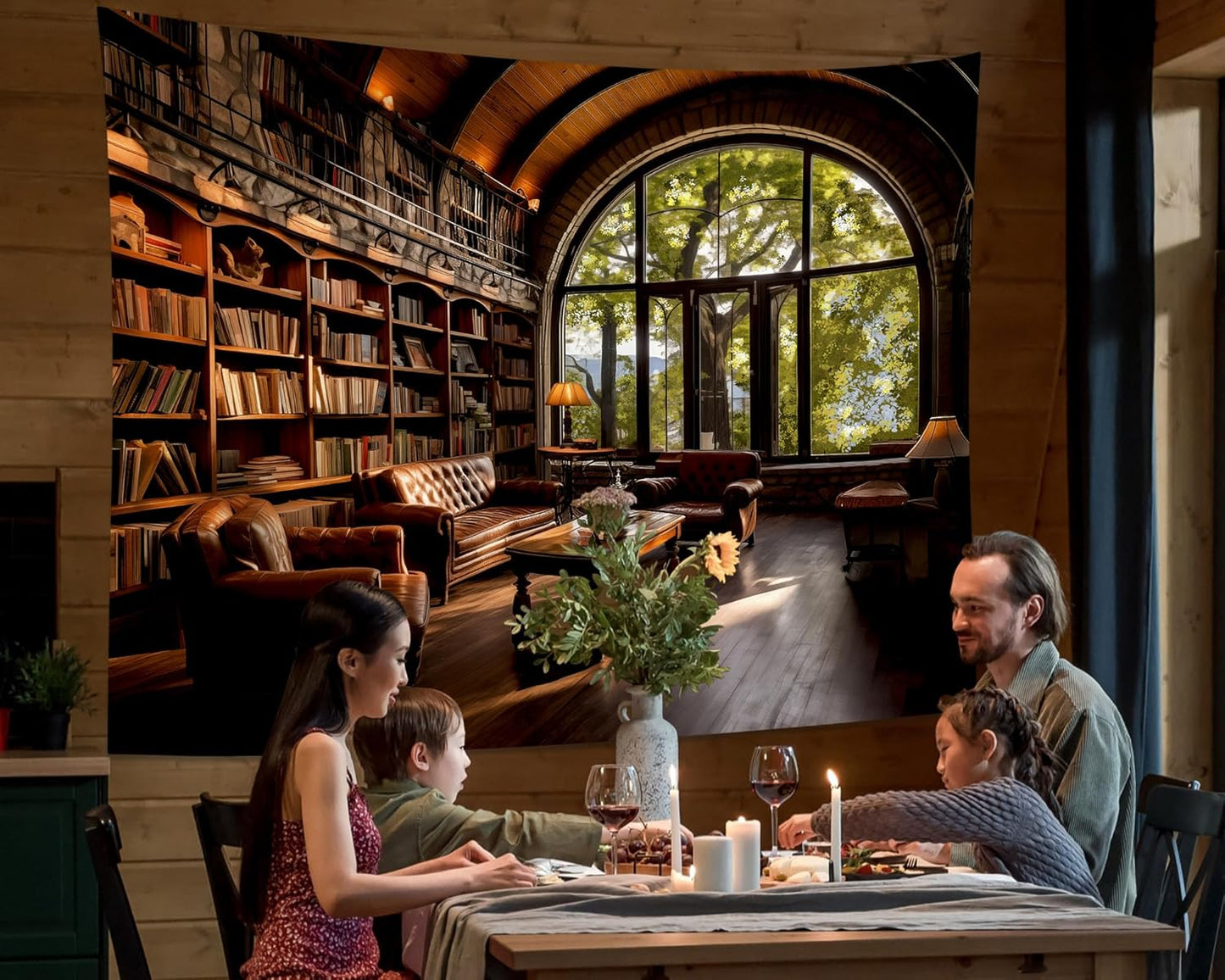 dueeia Book Library Tapestry Wall Hanging Medieval Bookshelf Vintage Window Bookcase Backdrop Wall Decor for Bedroom Aesthetic Living Room Office (78.7"x59.1")