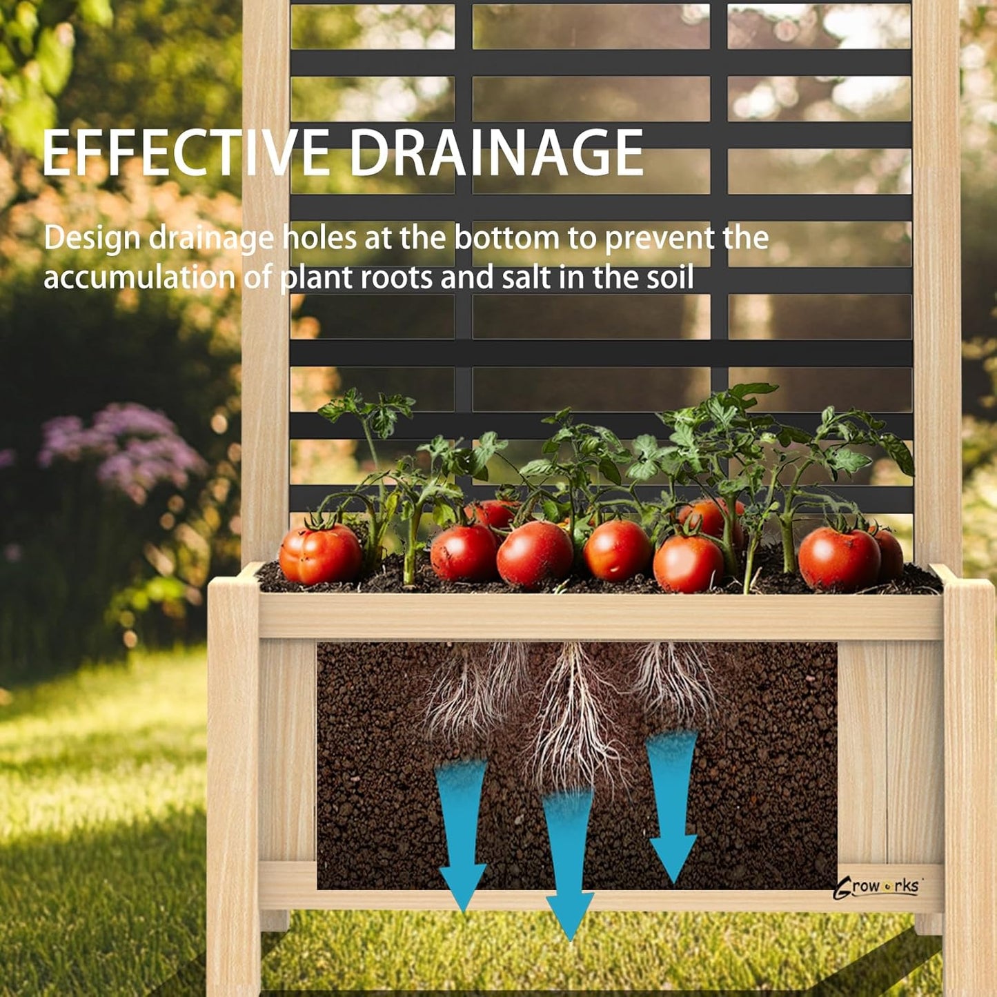 Wood Planter with Trellis Raised Garden Bed for Climbing Plants Elevated Wooden Planter Box,Outdoor Gardening Planting Bed to Grow Vegetables Climbing Plants Herbs Flowers (Burlywood)