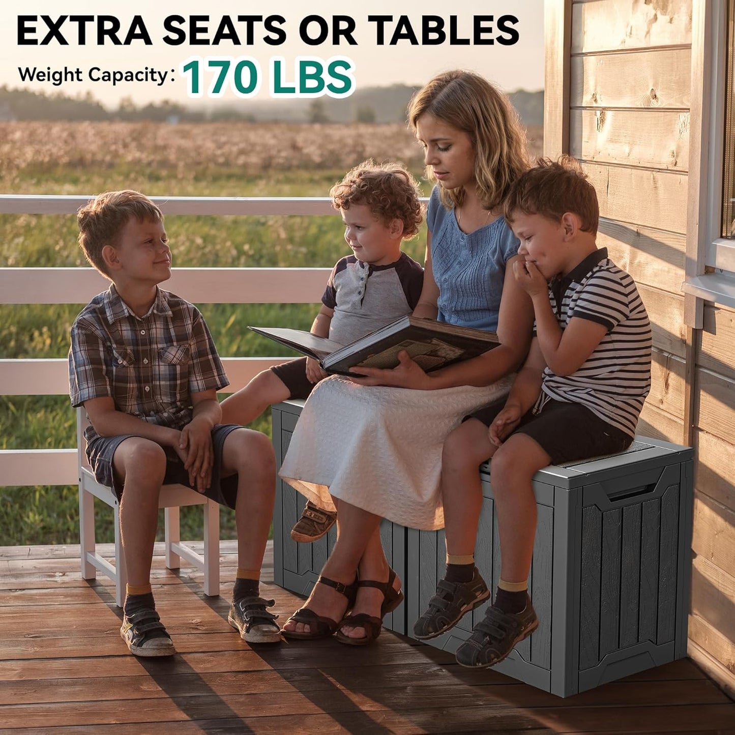 YITAHOME 31 Gallon Resin Deck Box Outdoor Storage Box and Waterproof Package Delivery Box with Lockable Lid for Patio Furniture, GardenTools, Pool Supplies, Black