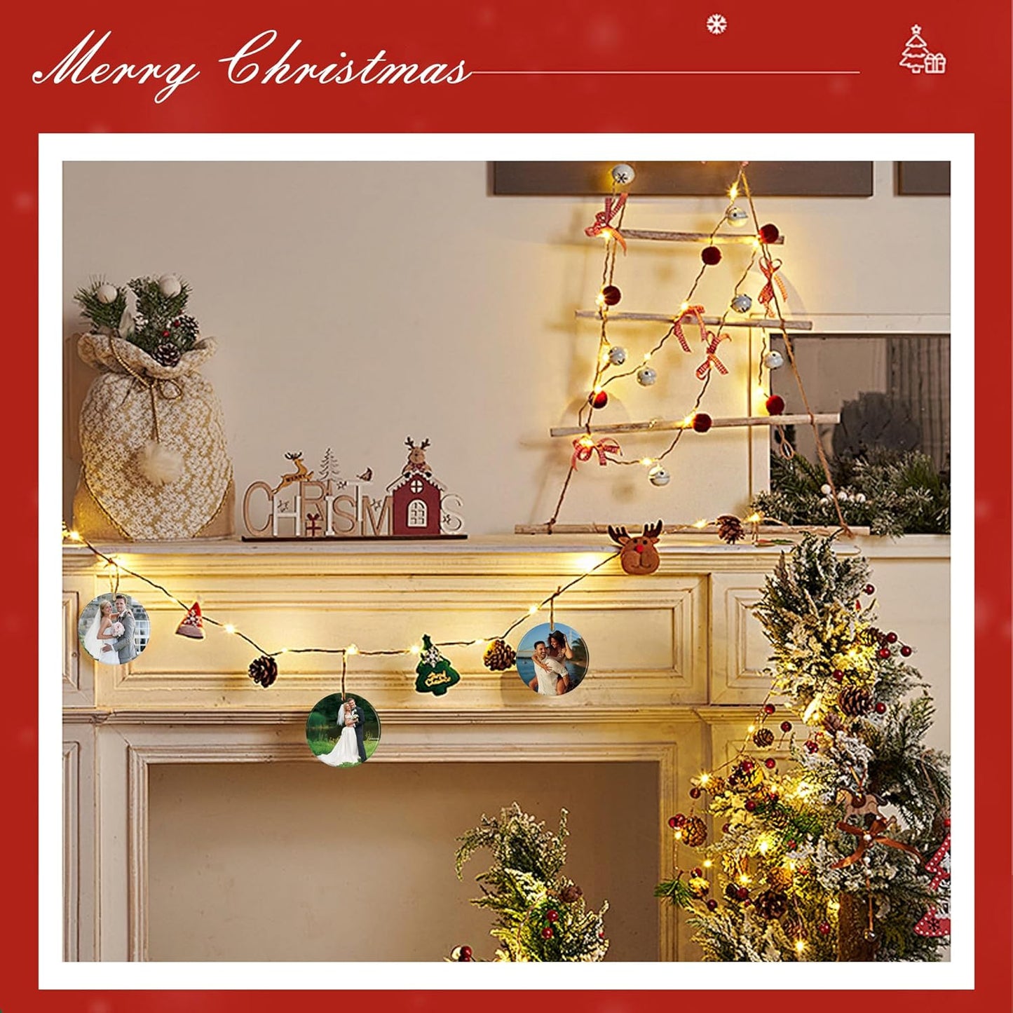 Personalized Christmas Ornaments, Custom Photo & Text 2025 Christmas Tree Ornament, Ideal for Xmas Decorations, Baby Showers, Weddings, Birthdays, Gifts for Mom, Dad, Kids, Pets, Friends