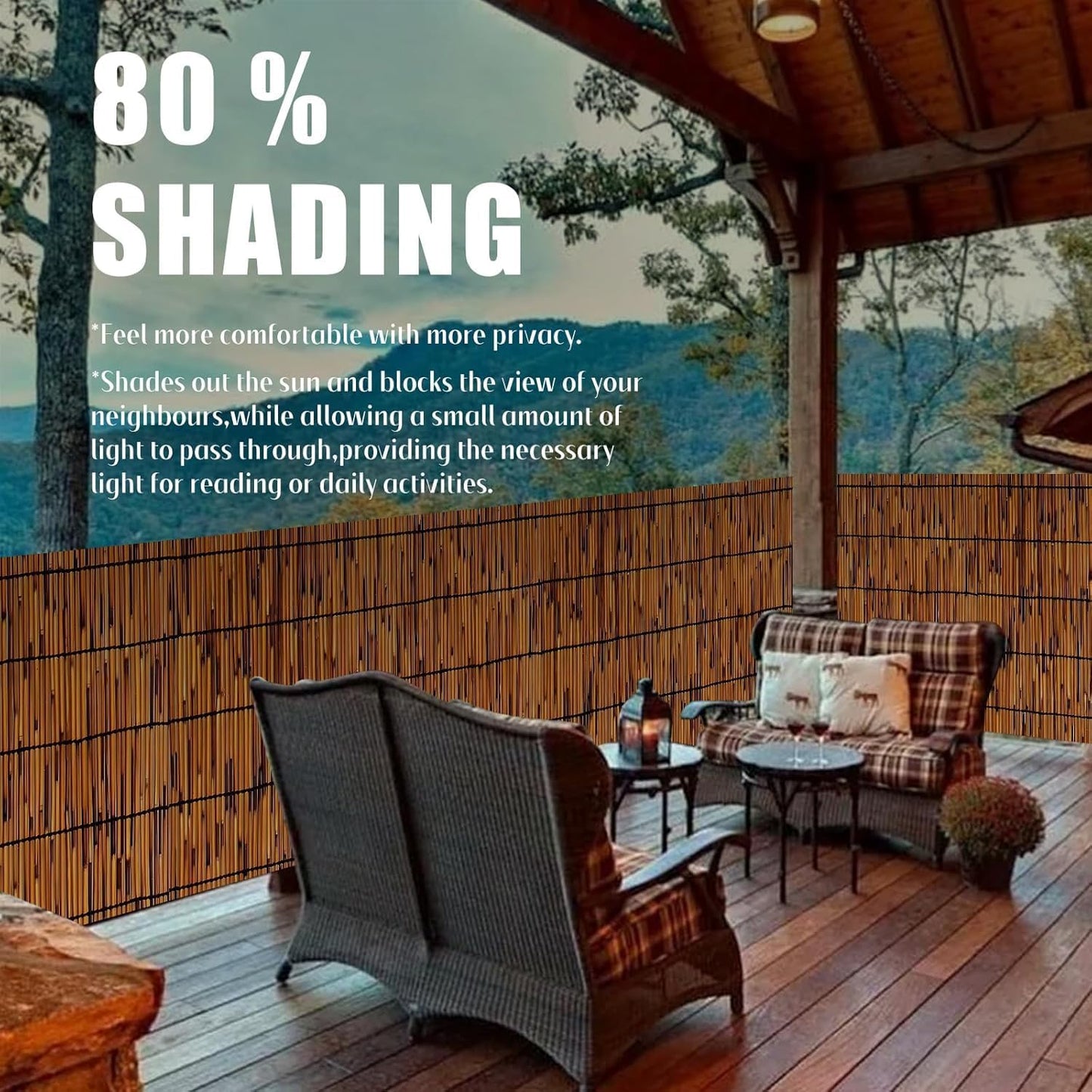 2 Pack Natural Reed Fencing 6FT X 13FT Reed Fence 6FT High Balcony Reed Fence Privacy Reed Screen for Outdoor Backyard Patio(Brown)