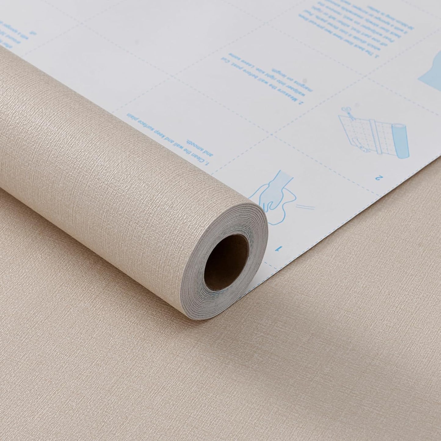 Grasscloth Peel and Stick Wallpaper 20.8"x394" Beige Thick Fabric Textured Linen Classic Faux Grassweave Neutral Removable Wallpaper Vinyl Film Roll for Home Use(Beige, 20.8"x394")