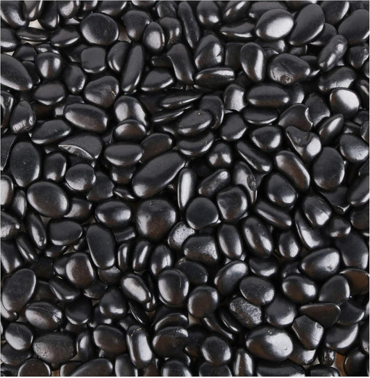 CJGQ Black Pebbles for Plants 7lb Bulk Bag Aquarium Gravel 0.5"- 1" Decorative Polished Fish Tank Stone River Rocks