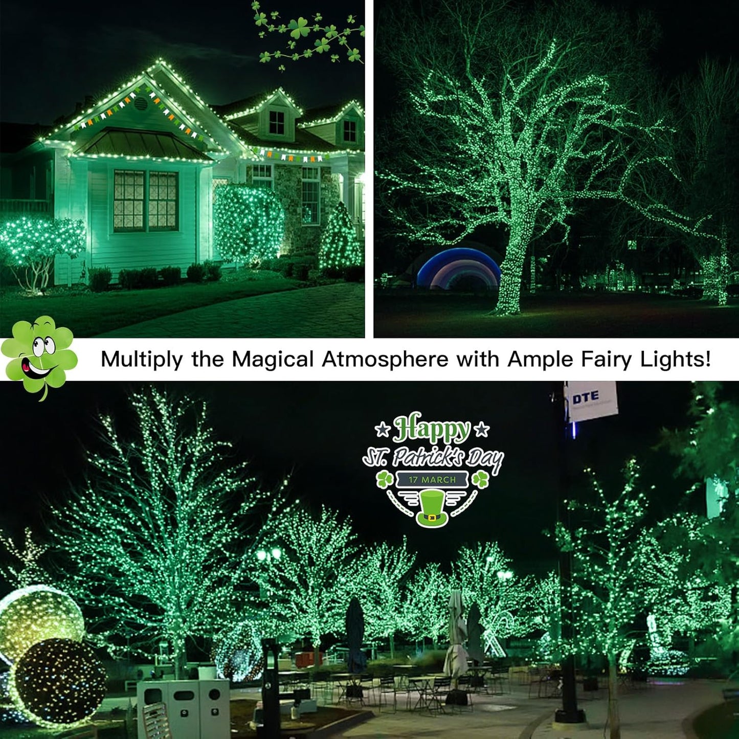 suddus Green Christmas Lights, 33ft 100 LED String Lights with Remote, Green Fairy Lights Battery Operated for Christmas, St Patricks Day, Bedroom, Wreath, Patio, Backyard, Garde, Party Decorations