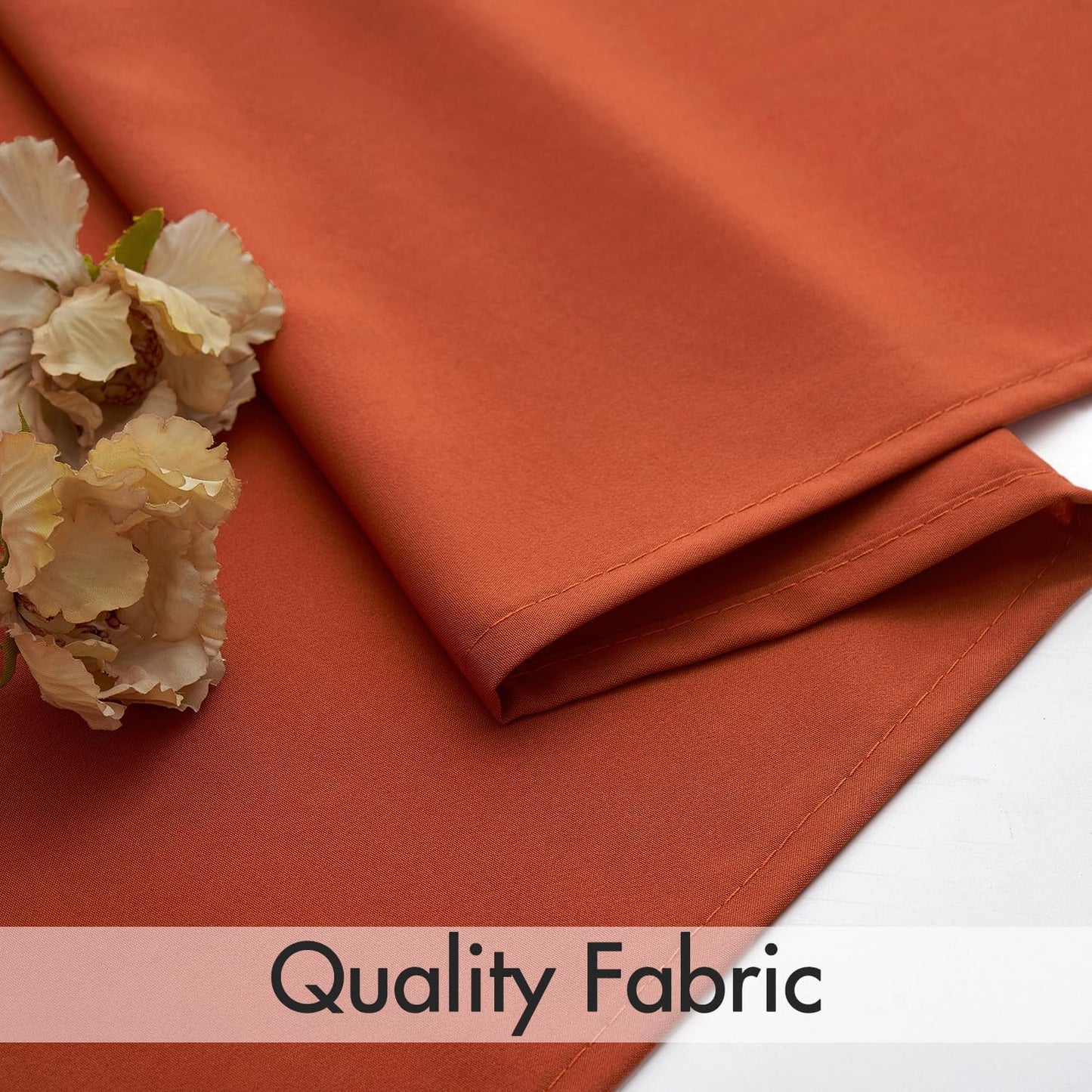 MIULEE Burnt Orange Privacy Sheer Curtains That Let Light in 96 Inches Long Non-See-Through Semi Sheer Curtain Light Filtering Window Curtains Drapes for Living Room Bedroom 2 Panels Set 42 X 96