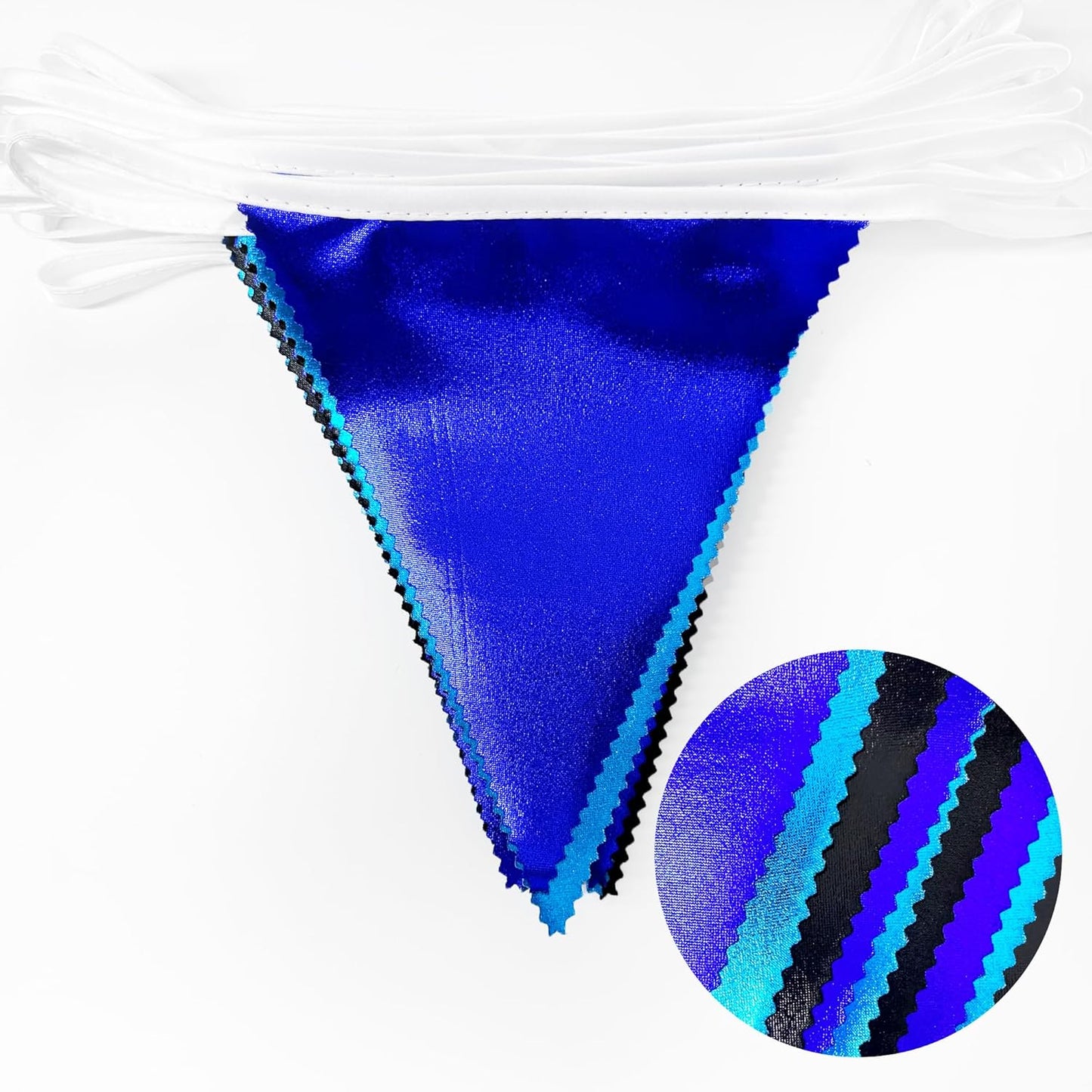 Black Blue Party Decorations Metallic Fabric Triangle Pennant Banner Flag Bunting Garland for Video Game Nautical Birthday Graduations Retirement Wedding Bachelorette Outdoor Holiday Party Supplies