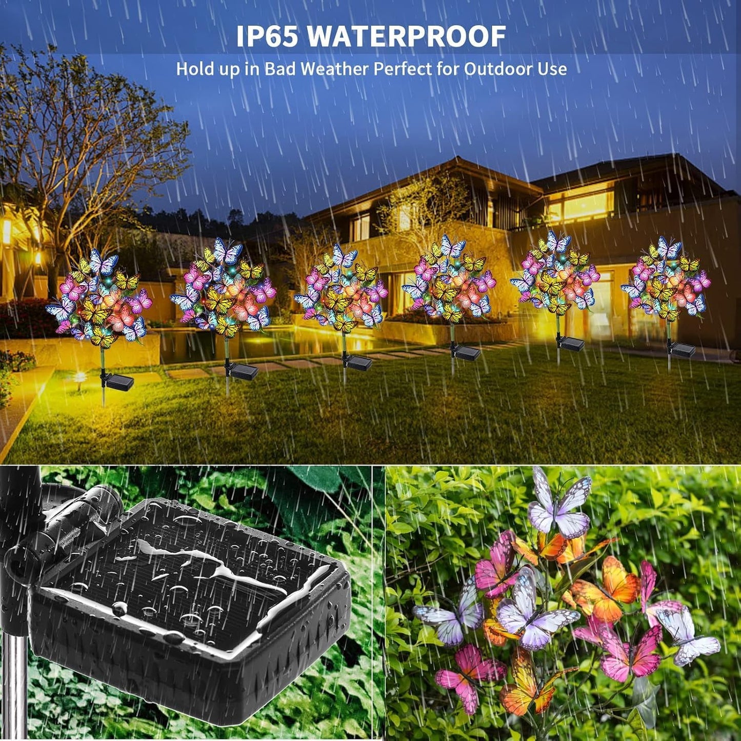 Solar Garden Lights Outdoor Waterproof Decorative Solar Lights Outdoor 8 Pack with 176 LED 136 Butterfly Flower Garden Decor Yard Decorations Patio Lawn, Gifts for Mother's Day Mom Women