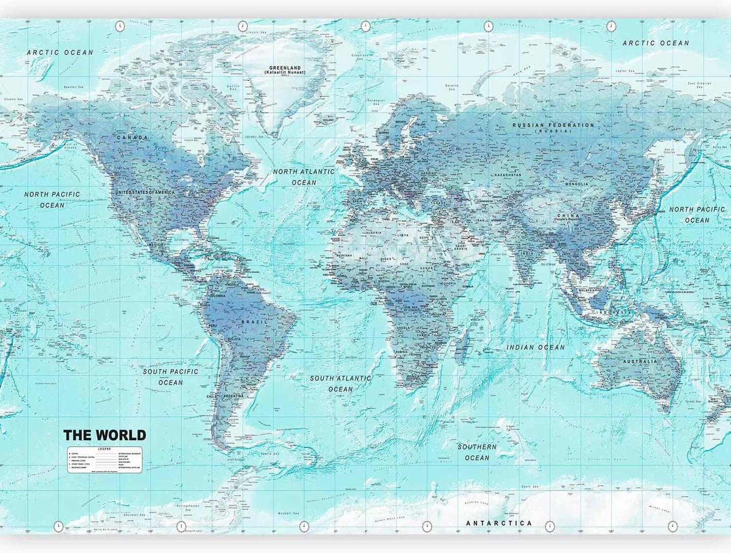 artgeist Wall Mural World Map 197x138 in - XXL Non-Woven Wallpaper Fleece Wall Decor Photo Print Picture Image Design Home Map of The World k-A-0091-a-b