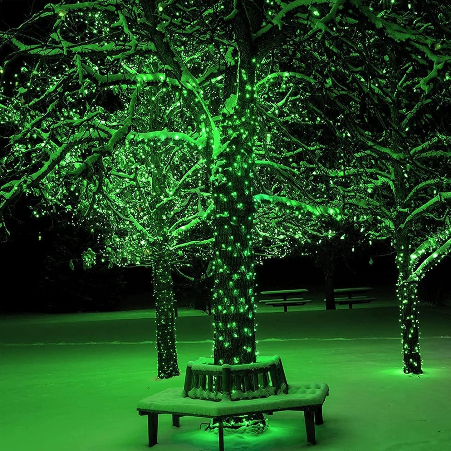 Joomer Green Solar Christmas Lights, 2 Pack Total 144FT 400 LED 8 Modes Waterproof Solar Christmas Lights Outdoor for Garden Yard Patio Christmas Decoration