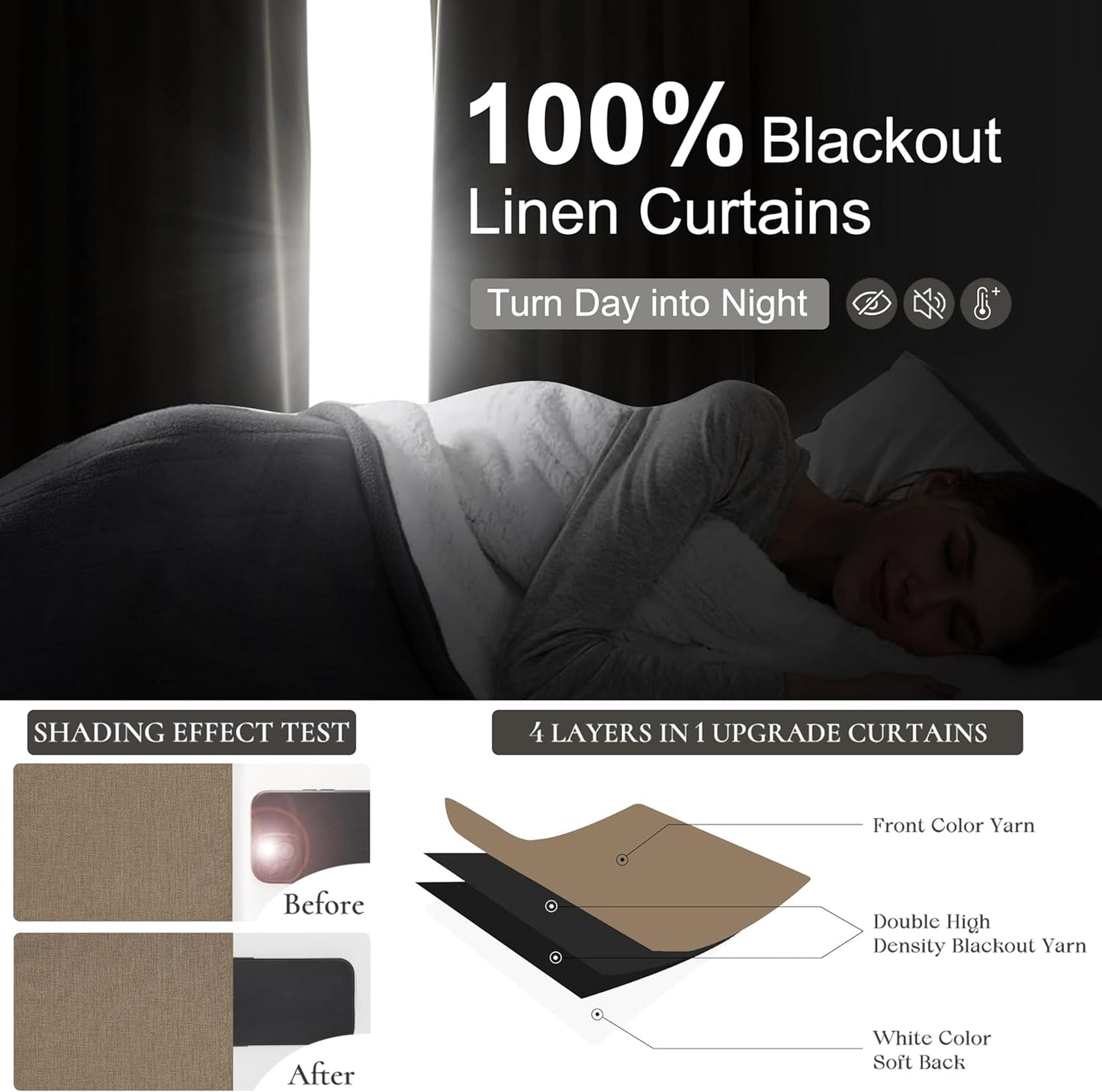 Primitive Curtain 108 Inch Long 2 Panels Burg,Chocolate Rust Brown Pinch Pleated Linen Blended 9 ft Floor Length to Ceiling Traverse Curtains for Living Room Blackout Drapes Sun Blocking Window