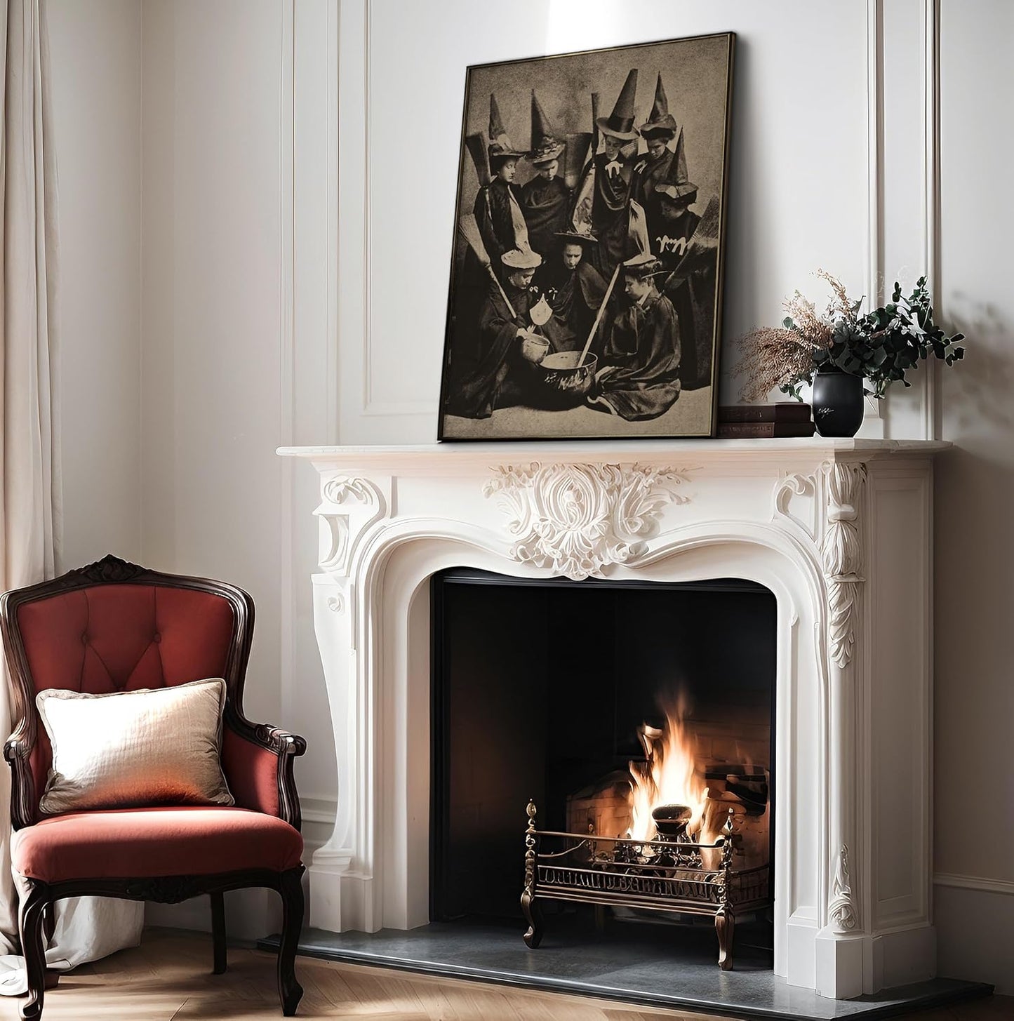 Poster Master Vintage Witches Cooking Poster - Retro Witchcraft Print - Black Magic Art - Halloween Art - Gift for Men & Women - Gothic Decor for Living Room, Bedroom or Dorm - 8x10 UNFRAMED Wall Art