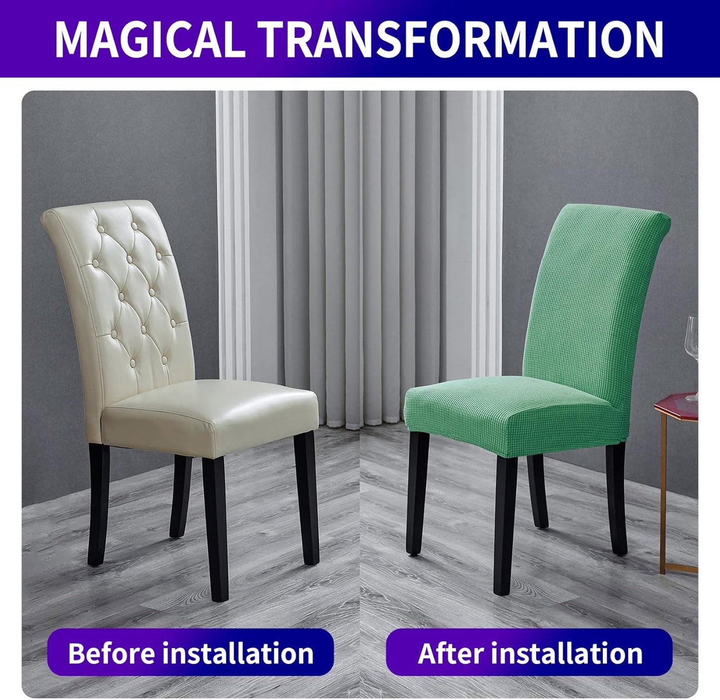 Howhic Chair Covers for Dining Room Set of 4, Stretchy Dining Chair Covers, Textured Jacquard Kitchen Chair Slipcovers, Classy Decor for Home and Banquet (Sage, 4 Pack)