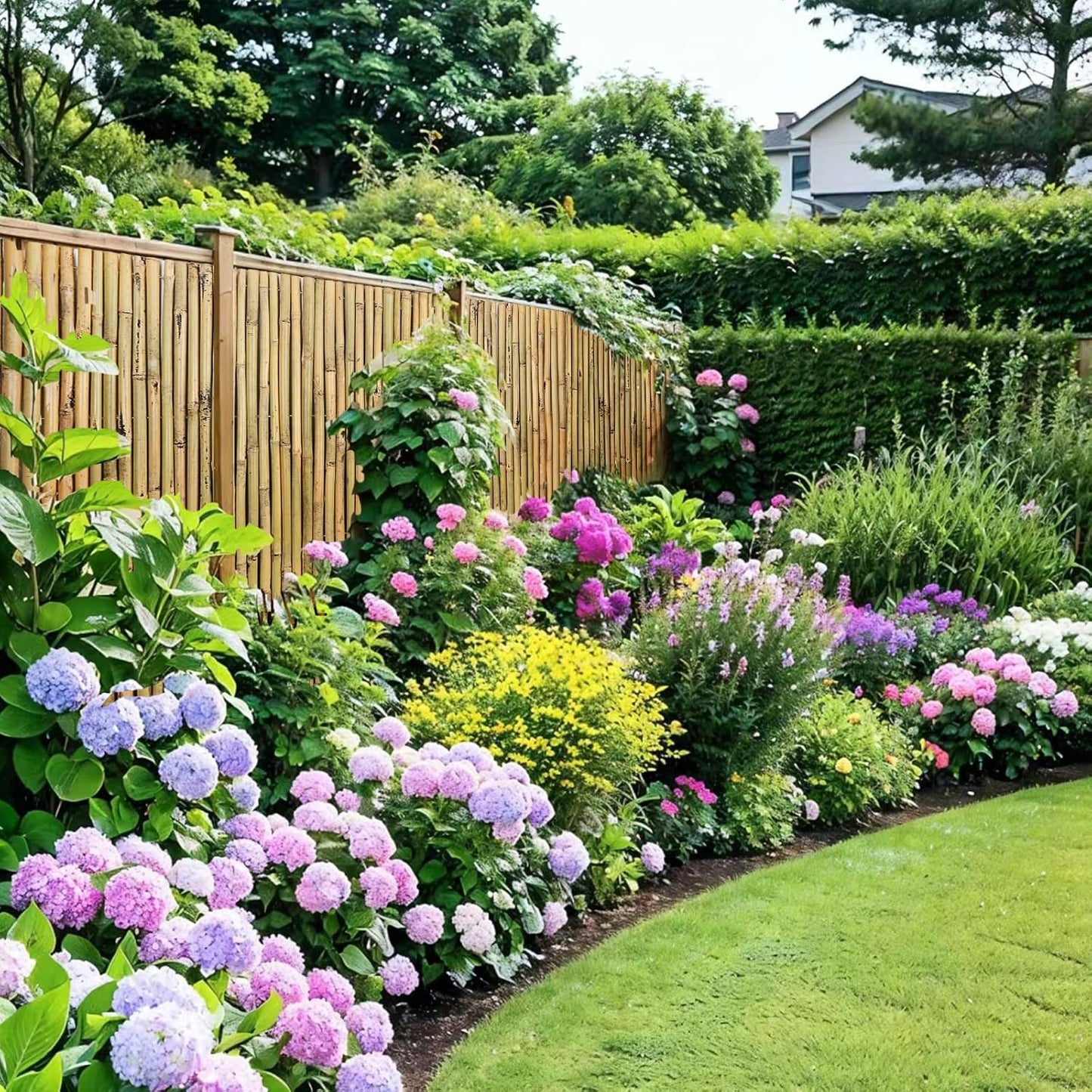 Natural Bamboo Fence, 6 feet x 8 feet Bamboo Fencing Screen for Garden, Rolled Privacy Fence Screen for Indoor or Outdoor (1.8m x 2.4m Approx)