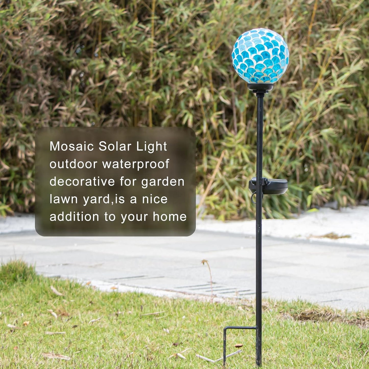 VCUTEKA Solar Lights - Outdoor Garden Decor Mosaic Solar Pathway Light Waterpoof LED Stake Light for Landscape Lawn Patio Yard Decoration (Blue) 1 Pack