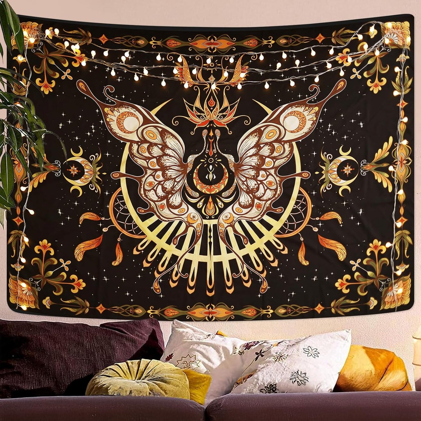 CHDGDHC Butterfly Tapestry - Moth Wall Hanging, UV Resistant, Waterproof, Machine Washable, Lightweight, Psychedelic Bedroom Aesthetic Decor for Bedroom, Living Room, Yoga Room - 60x44 Inch