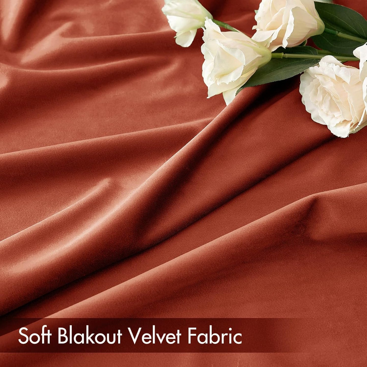 MIULEE Burnt Orange Velvet Curtains Thermal Insulated Blackout Curtain Fall Drapes for Bedroom Living Room Darkening 84 Inches Long Rust Terracotta Panels Rod Pocket Set of 2