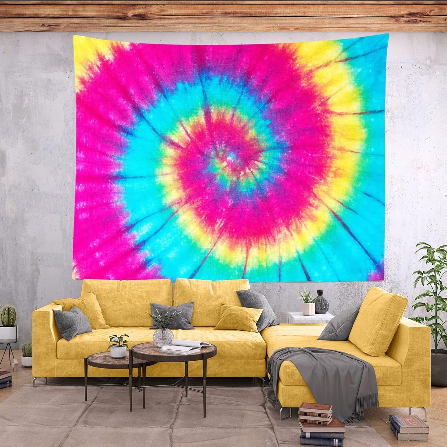 BELECO Tie Dye Tapestry Fabric Wall Hanging 60x40 Inch Groovy Sign Rainbow Tapestry Backdrop Colorful Spiral Tie Dye Party Decorations Tie Dye Art Tapestries for Bedroom Living Room Dorm Decor