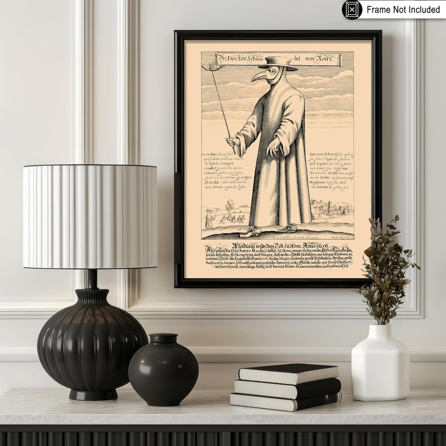 Poster Master Vintage Medieval Poster - Retro Illustration Print - Gift for Friend - Plague Doctor, Pandemic Mask, Physician, Black Death - Wall Decor for Home, Living Room, 24x32 Unframed Wall Art