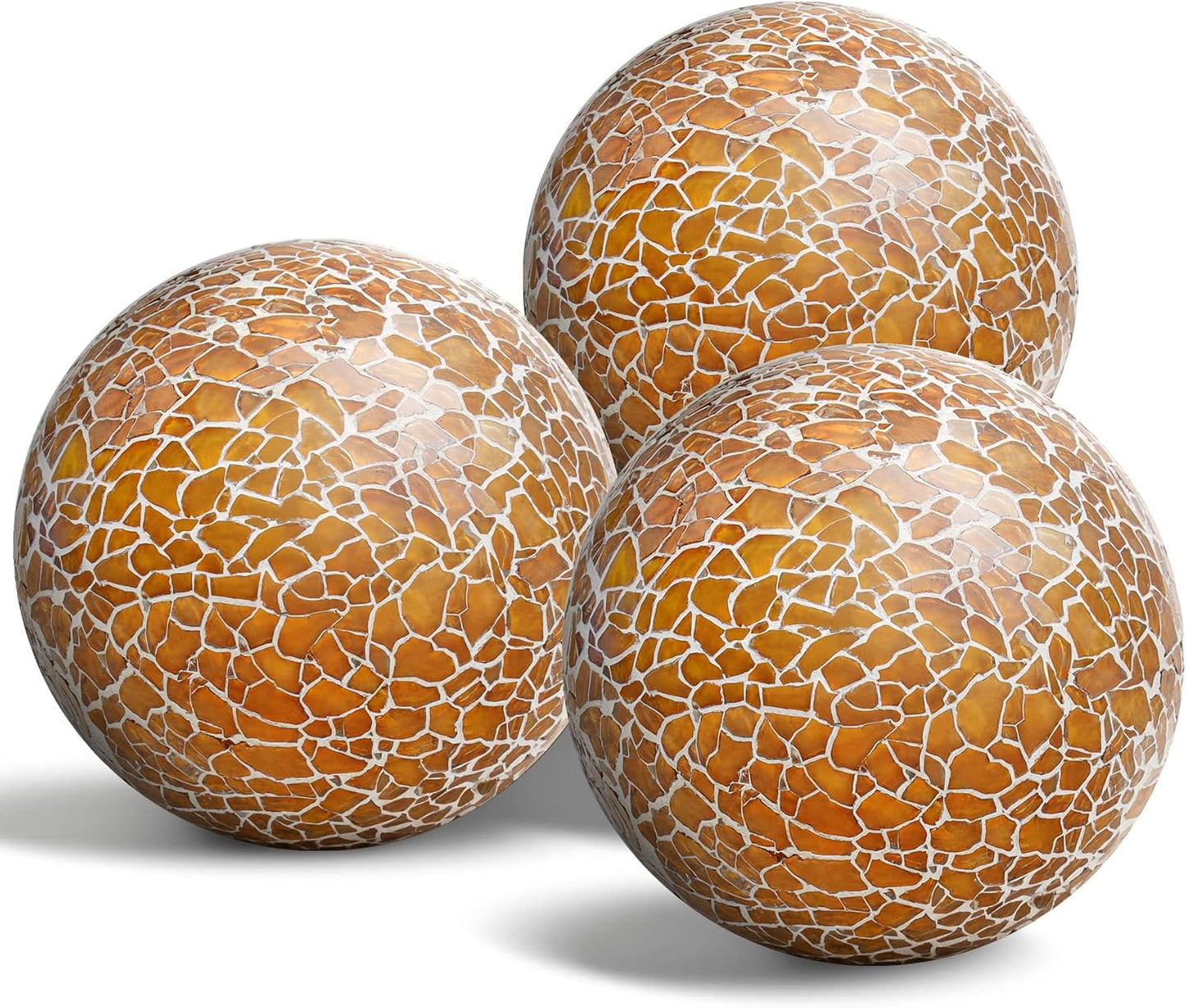 3 PCS 3.35inch Decorative Glass Orbs Mosaic Sphere Balls Bowls Vases Tray Solid Gradients Centerpieces Christmas Crack Festival Living Room Wedding Party