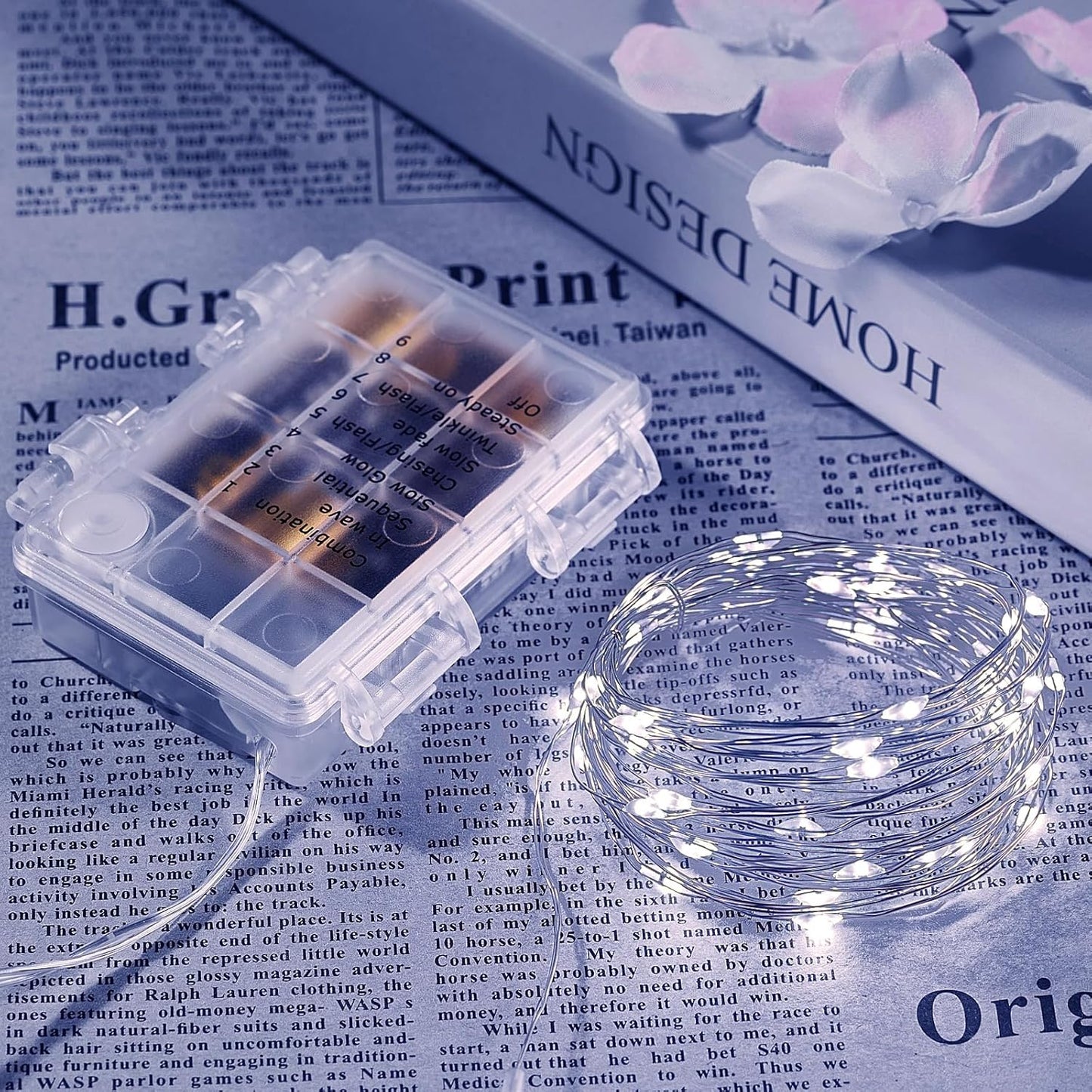 4 Pack 16.4 Ft. Battery Operated Outdoor String Lights with Remote & Timer, LED Cool White Fairy Lights, Waterproof Twinkle Lights for Bedroom, Dorm, Mason Jar, Wedding, Party, Christmas