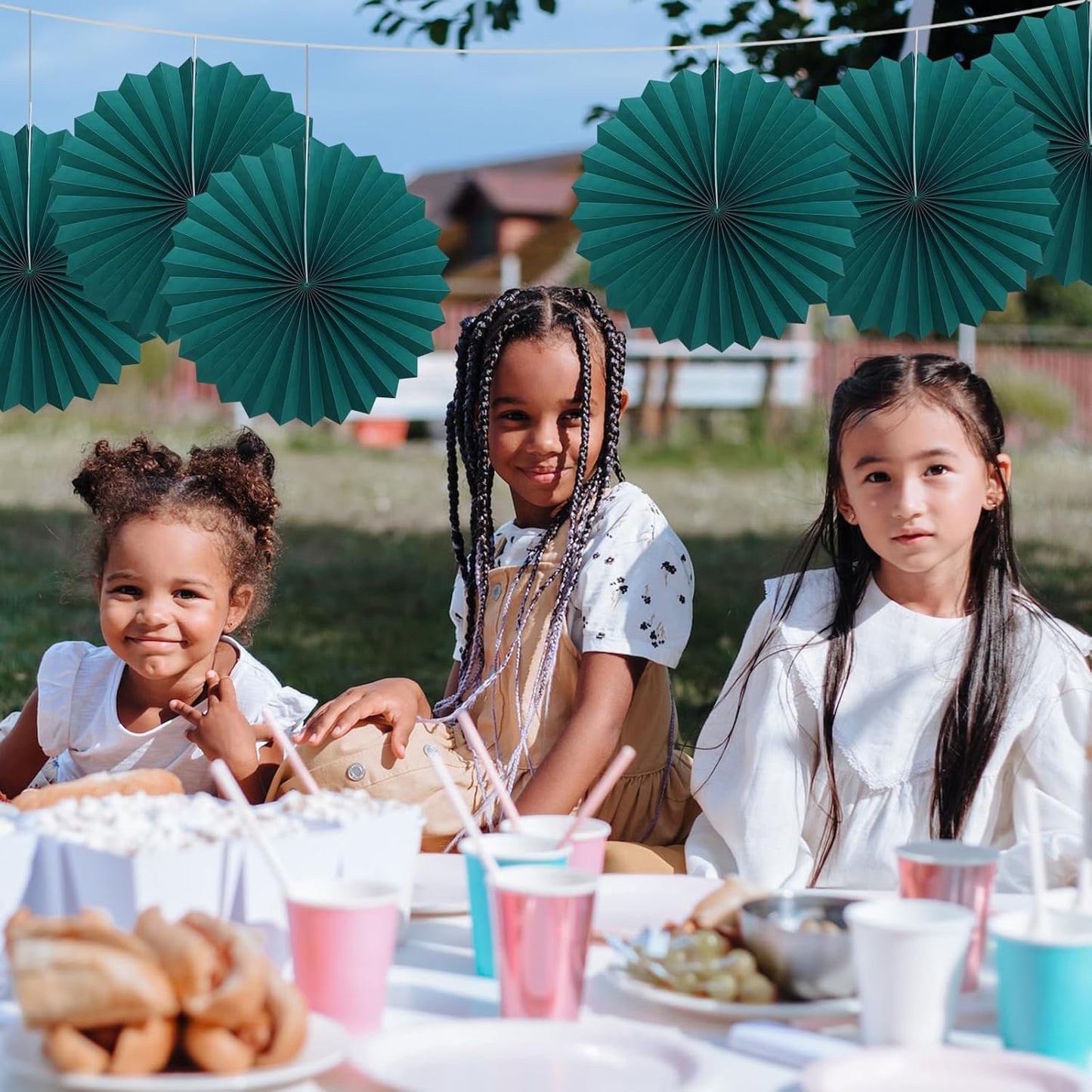 Green Birthday Decorations,DIY Green Paper Fans Hanging Decoration ,Party Supplies Party Fans 16in, Cactus Party Decorations,Wedding Graduation Events Accessories 30 Color DIY Set (Blackish Green)