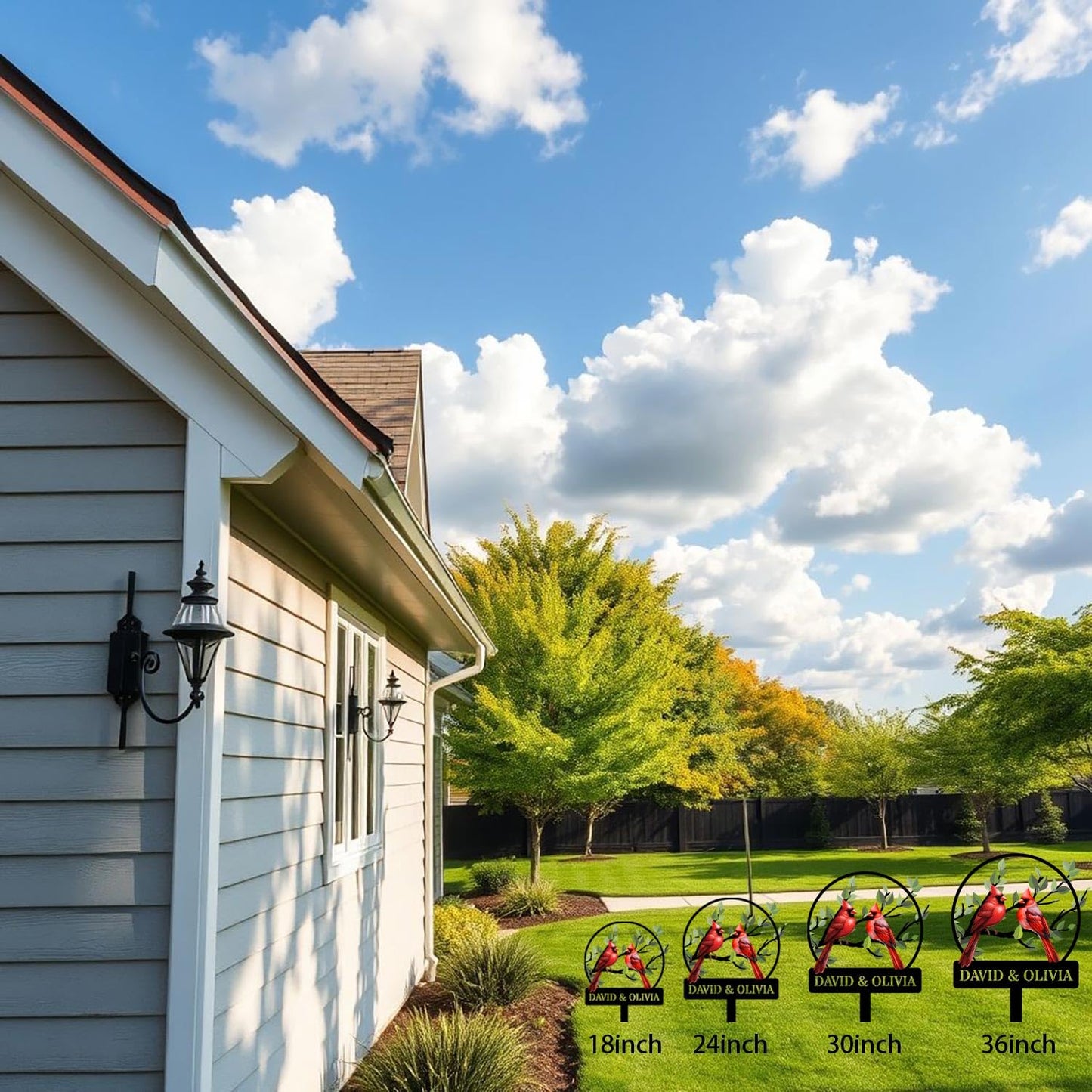 Personalized Name Garden Cardinal Metal Signs with Stake, Custom Family Name Yard Decor for Outdoor Outside, Cardinal Lawn Patio Stake Gardening Enthusiasts Grandmothers Gift
