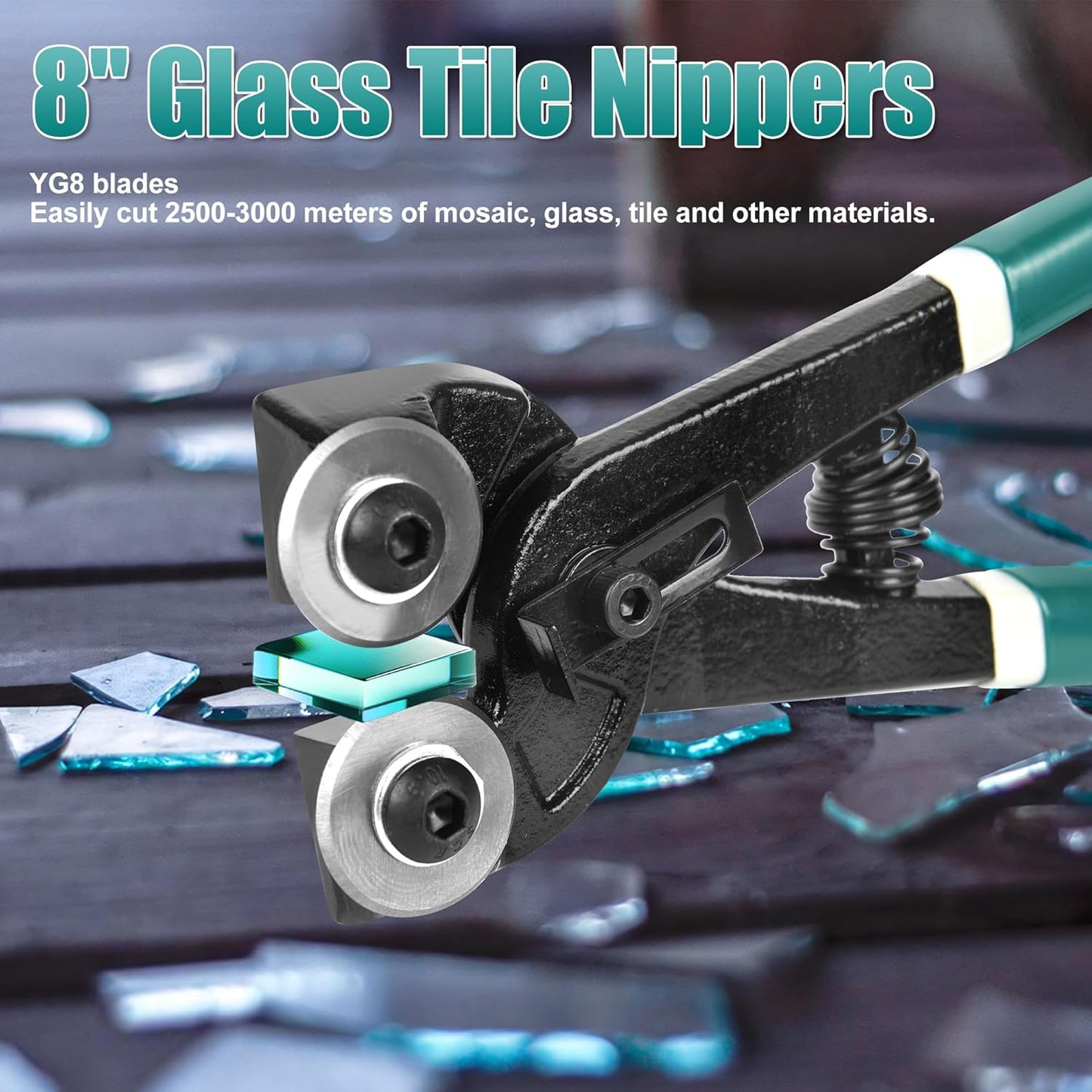 2Pcs Glass Tile Nippers Set, Heavy Duty Wheeled Glass Mosaic Nipper & Hd Ceramic Tile Nipper, Tile Cutter, Mosaic Cutter Tool for Cutting Glass Mosaic, Ceramics, Stone, Metal