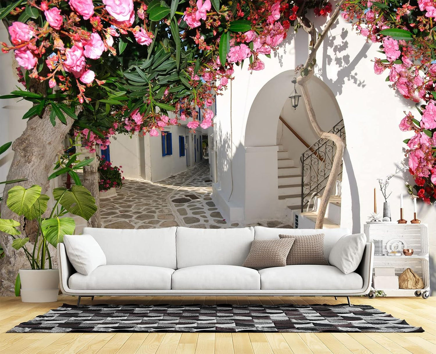 Traditional Backalleys of Amorgos Greece Wall Mural Wallpaper for Bedroom 103" x 69"