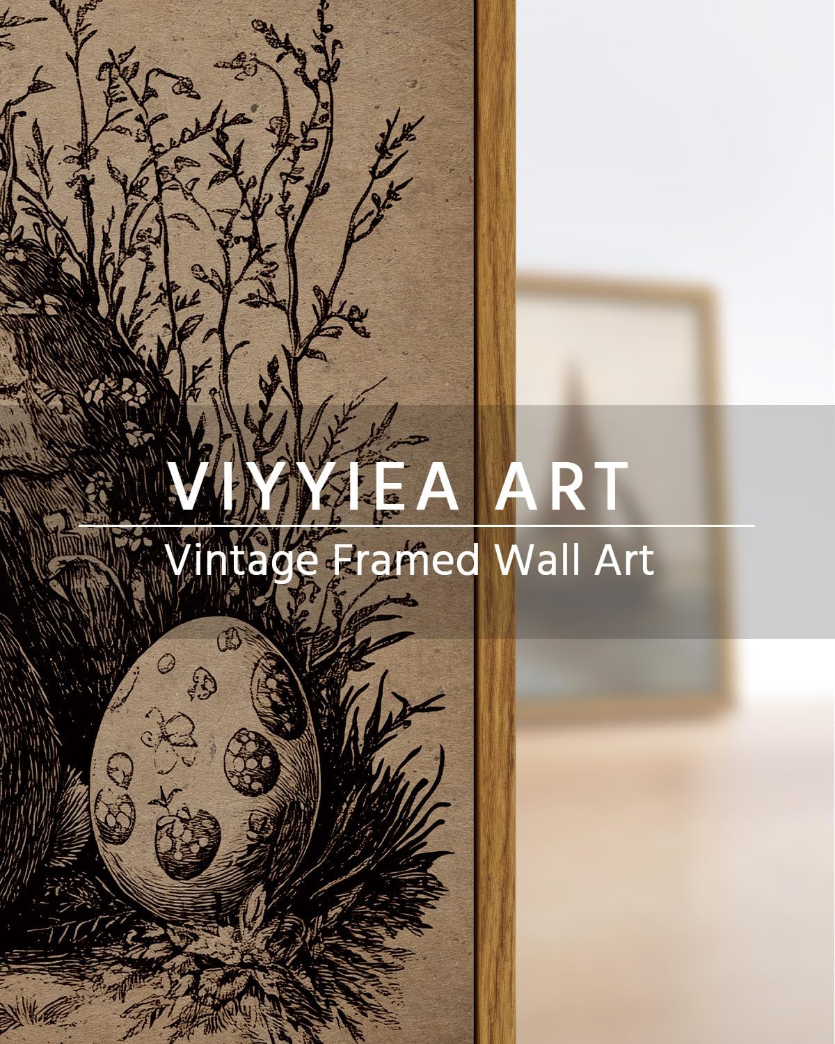 VIYYIEA Framed Wall Art for Living Room, Easter Bunny Egg Canvas Prints, Vintage Home Decor, Rabbits Painting Picture, Bathroom Wall Decor Gifts for Friends or Family -【Easter Collector】-(16L x 12W)
