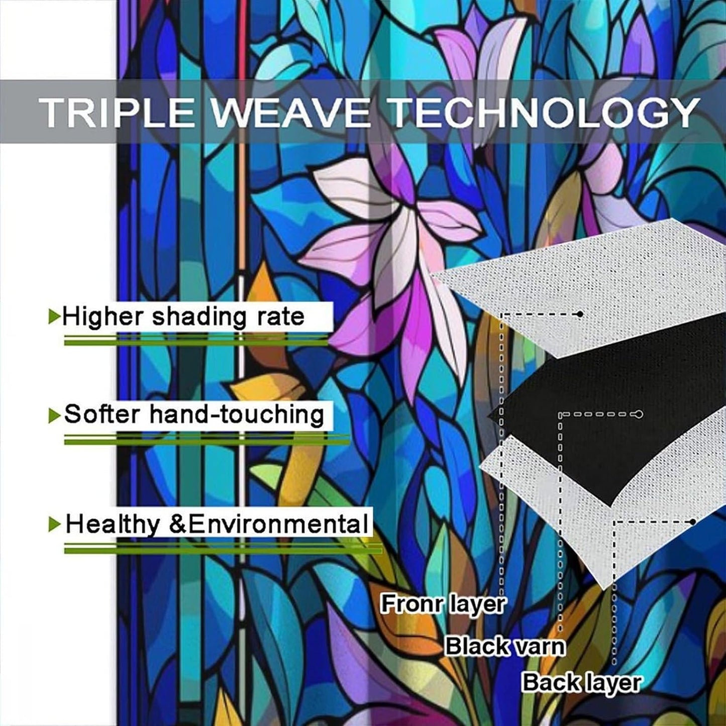 Stained Glass Curtains,Abstract Colorful Floral Geometric Art Home Decor Drapes for Bedroom Living Room Kitchen Window Treatment 2 Panels Set Total Size 84" W X 84" L Inch