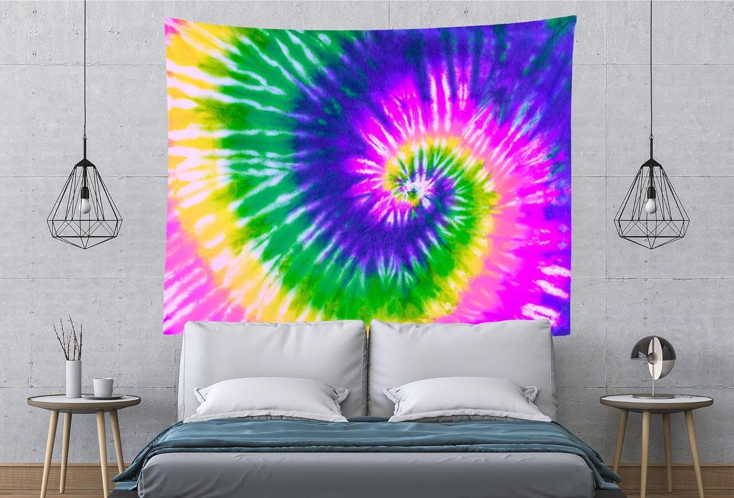 BELECO Tie Dye Tapestry Fabric Wall Hanging 80x60 Inch Hippie Tapestry 60's Tie Dye Wall Decor Watercolor Rainbow Spiral Tie Dye Art Tapestries for Bedroom Living Room Dorm Home Decor