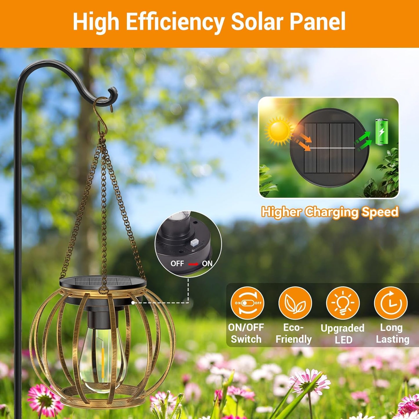 KOOPER Solar Lanterns Outdoor Waterproof, Upgraded Bronze Metal Hanging Solar Lights Outdoor Lanterns, Brighter Auto On/Off Outdoor Hanging Lantern for Yard Patio Pathway Porch Garden Decor 2 Pack