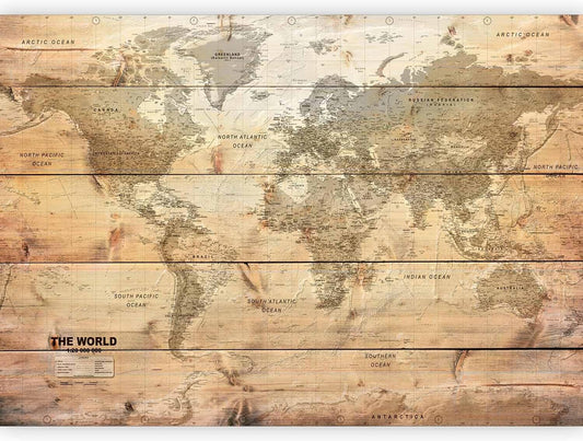 artgeist Premium Wall Mural World Map 197x138 in - Non-Woven Wallpaper Fleece Wall Decor Photo Print Picture Image Design Home Map of The World k-A-0218-a-a