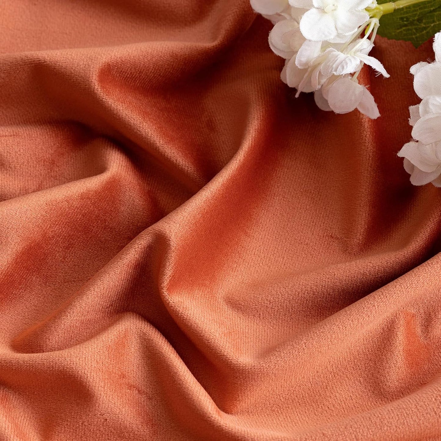 MIULEE Fall Burnt Orange Velvet Curtains 90 Inches Long 2 Panels - Back Tab and Pleated Luxury Window Curtains for Bedroom Living Room Blackout Thermal Insulated Soft Drapes Terracotta Rust Decor