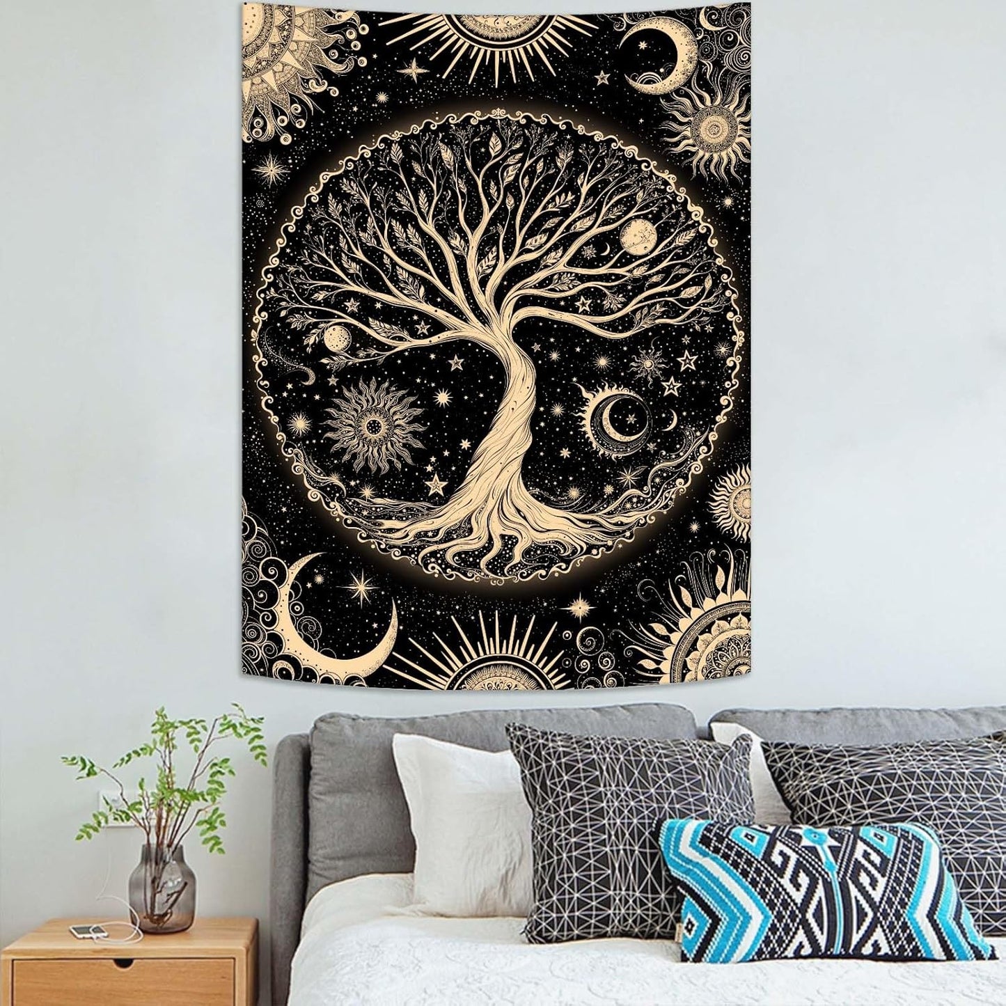 Lunerfex Tree of Life Tapestry Starry Sky Wall Tapestry, Vintage Tapestries for Bedroom Ceiling Tapestries Wall Hanging for Bedroom Living Room Decor Tree-3 60"x80"