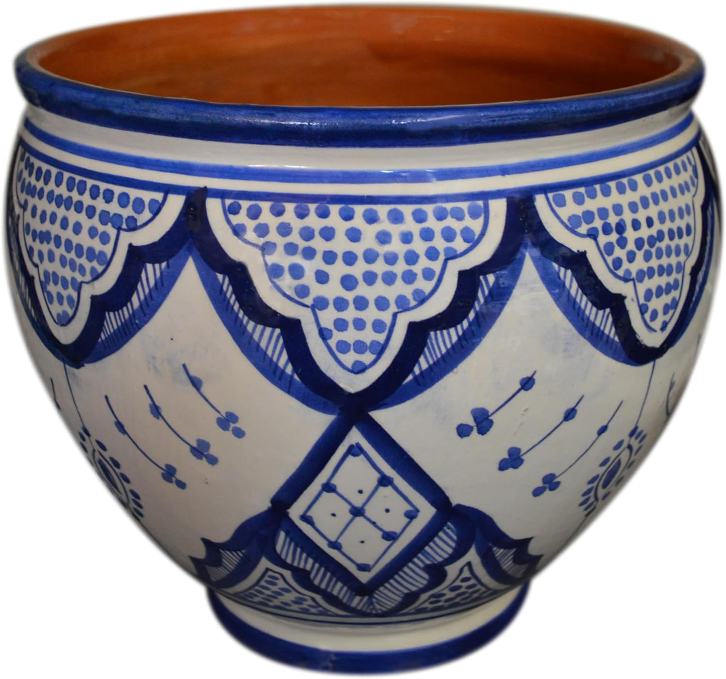 Treasures Of Morocco Flower Pot Moroccan Spanish Garden Drain Hole Ceramic Planter Handmade