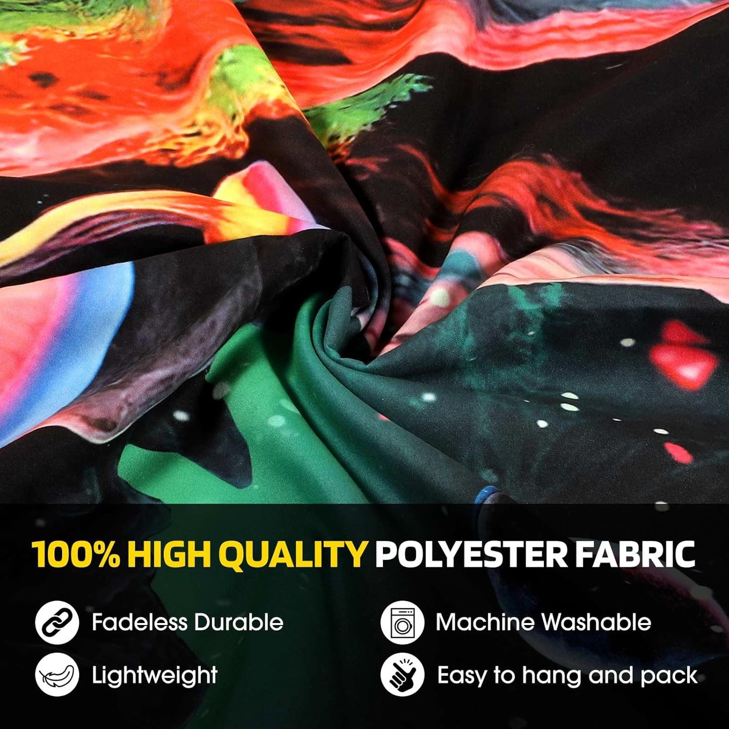 ADDWel Blacklight Mushroom Planet Tapestry, Black Fantastic Tapestry Glow In The Dark, UV Reactive Black Light Posters Wall Hanging for Bedroom Dorm Living Room Backdrop Decor