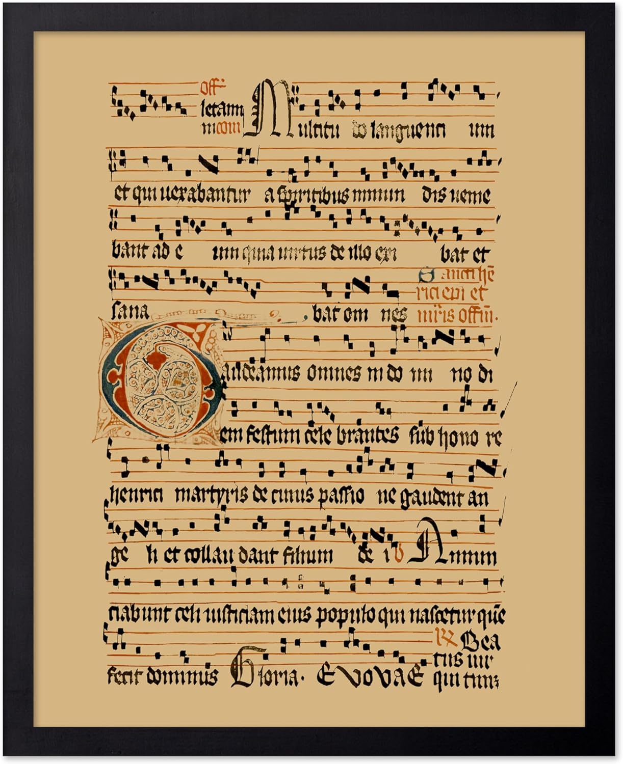 Poster Master Vintage Hymnal Poster - Retro Music Print - Gift for Artist, Friend - Graduale Aboense, Gregorian Chant Manuscript, Score - Wall Decor for Living Room, Bedroom, 8x10 Black Framed