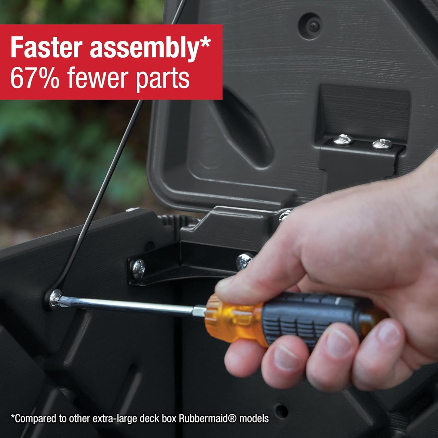 Rubbermaid Extra Large Resin Outdoor Storage Deck Box (134 Gal), Weather Resistant, Black, Deck Organization for Home/Backyard/Pool Chemicals/Toys/Garden Tools/Porch/Patio Cushions