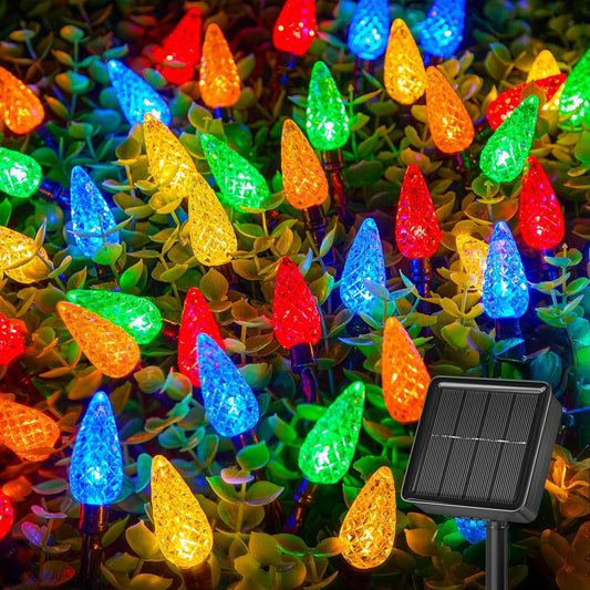 Brightown Solar Operated C6 Strawberry String Lights, 39ft 100 LEDs Multicolor LED Christmas Fairy Lights, Solar Christmas Lights Outdoor, Christmas Decorations for Christmas Tree, Garden Decor