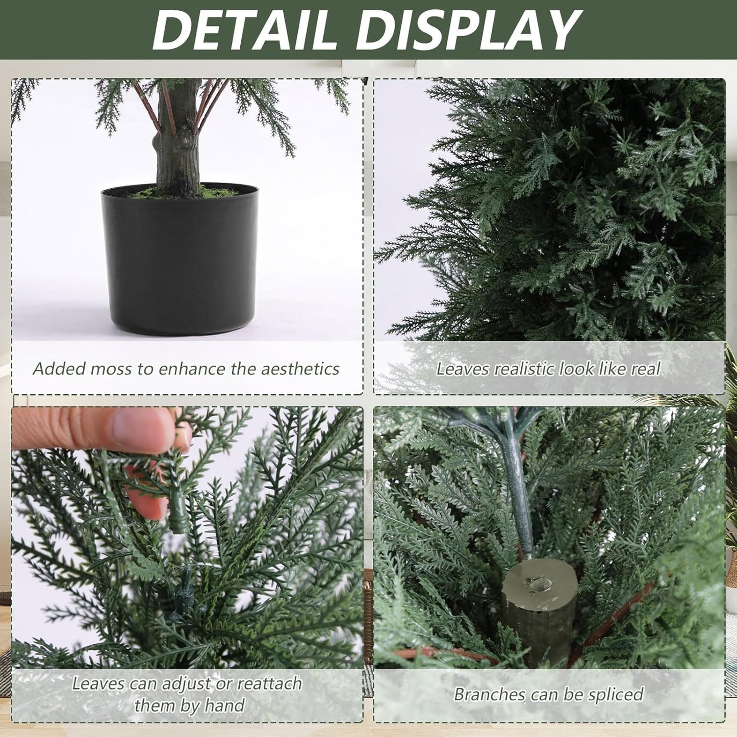 Artificial Cedar Topiary Trees 4FT Set of 2 Lifelike Faux Evergreen Cypress Bushes UV Resistant Outdoor Christmas Trees Realistic Potted Plants for Indoor Outdoor Decor