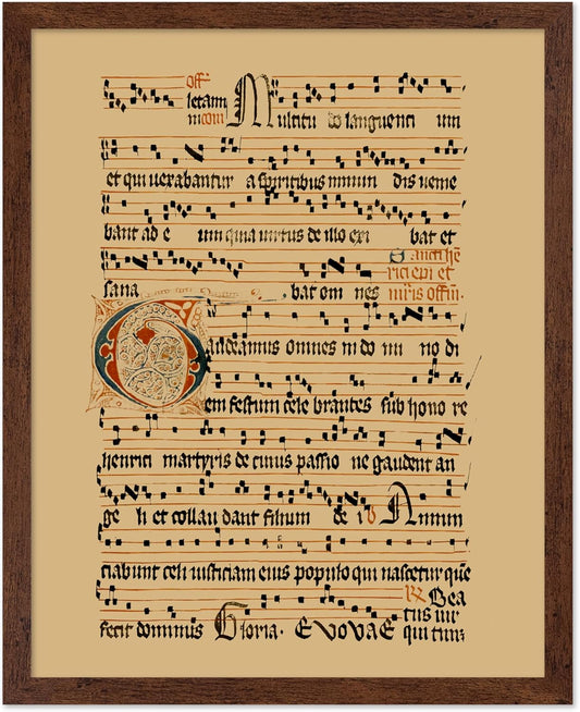 Poster Master Vintage Hymnal Poster - Retro Music Print - Gift for Artist, Friend - Graduale Aboense, Gregorian Chant Manuscript, Score - Wall Decor for Living Room, Bedroom, 16x20 Brown Framed