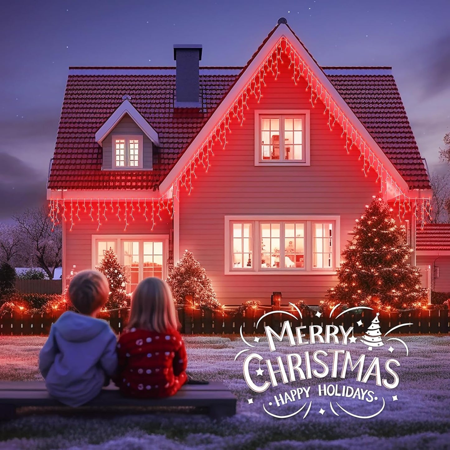 23FT 200Count Red Icicle Lights,White Wire Icicle Mini Lights Plug in with 40 Drops,Hanging Curtain Fairy String Light Connectable for Christmas Valentine's Day Halloween Party Decorations