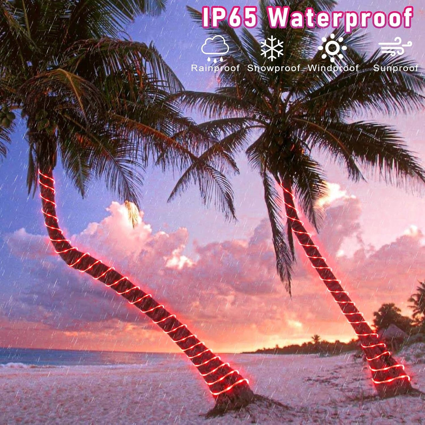 100FT 300 LED Rope Lights Outdoor, Connectable and Flexible Tube Lights with 8 Modes, Waterproof Rope Lighting Indoor for House, Deck, Garden, Backyard, Pool, Patio, Tree Decorations - Red