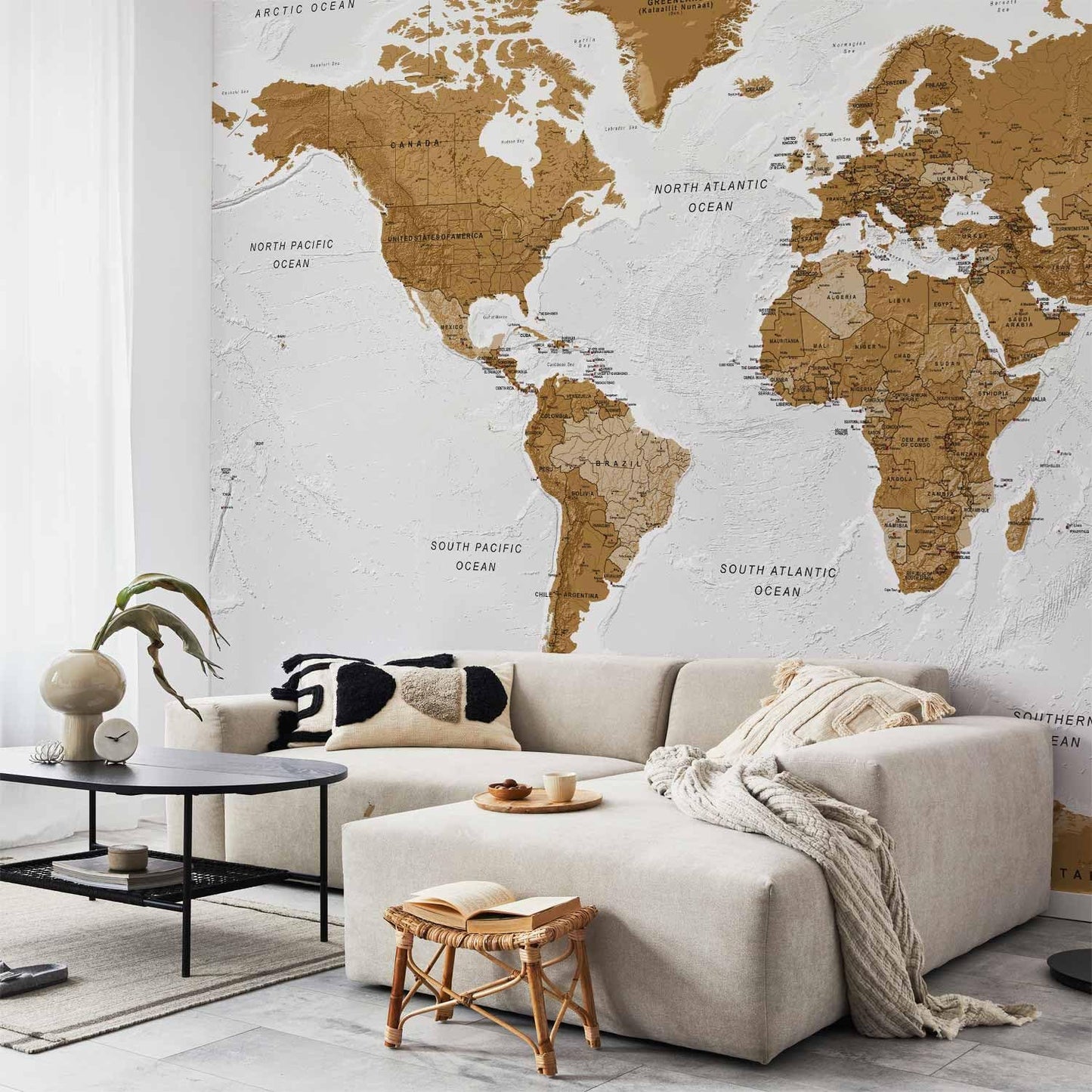 artgeist Wall Mural World Map 193x138 in - XXL Peel and Stick Self-Adhesive Wallpaper Removable Large Sticker Foil Wall Decor Print Picture Image Design Map of The World k-A-0093-a-a